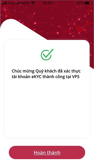 Xác thực hoàn thành