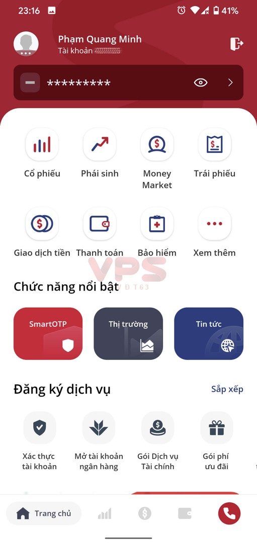 Giao diện chính VPS SmartOne